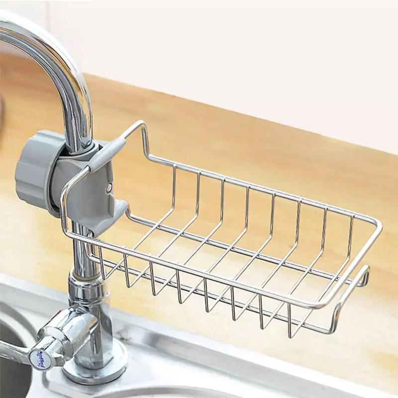 Stainless Steel Sink Basket – Faucet Hanging Sponge Holder & Kitchen Organizer