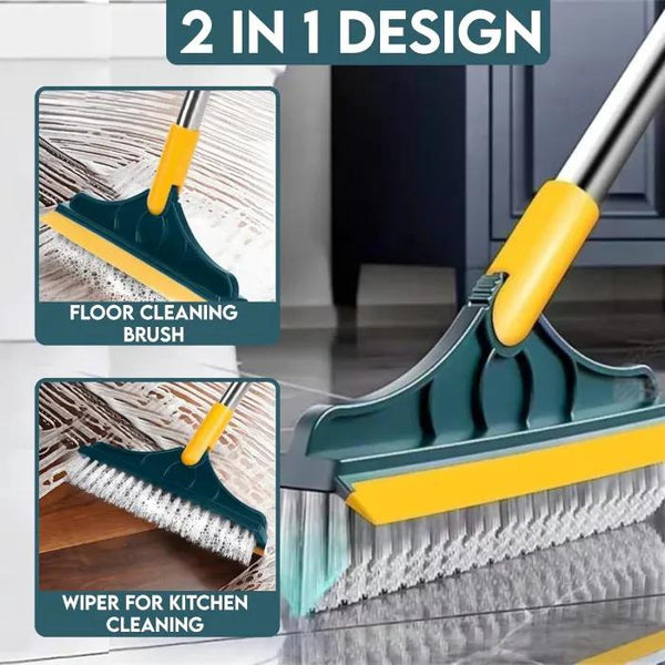 2-in-1 Broom Wiper – Dual Cleaning Brush with Strong Bristles & Built-in Floor Wiper