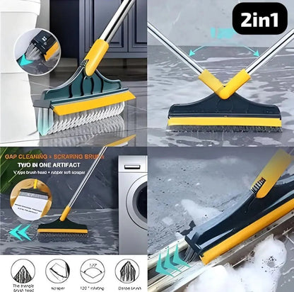 2-in-1 Broom Wiper – Dual Cleaning Brush with Strong Bristles & Built-in Floor Wiper
