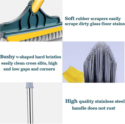 2-in-1 Broom Wiper – Dual Cleaning Brush with Strong Bristles & Built-in Floor Wiper