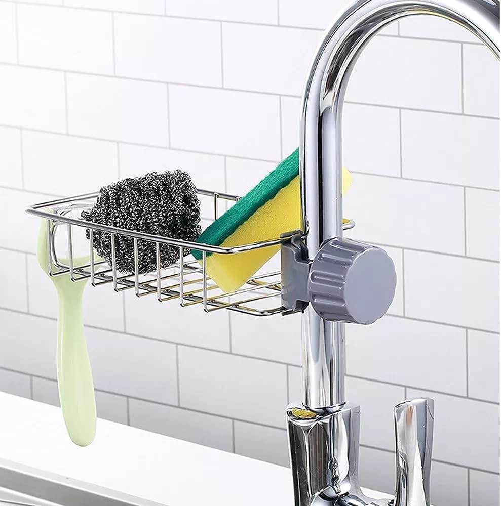 Stainless Steel Sink Basket – Faucet Hanging Sponge Holder & Kitchen Organizer
