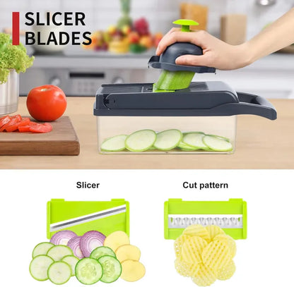 16-in-1 Multifunctional Vegetable Chopper & Slicer – Onion, Fruit & Food Dicer