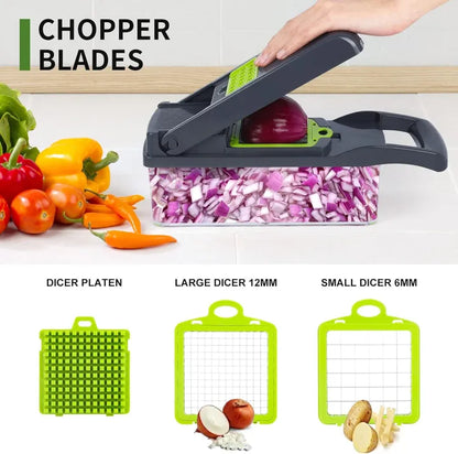 16-in-1 Multifunctional Vegetable Chopper & Slicer – Onion, Fruit & Food Dicer
