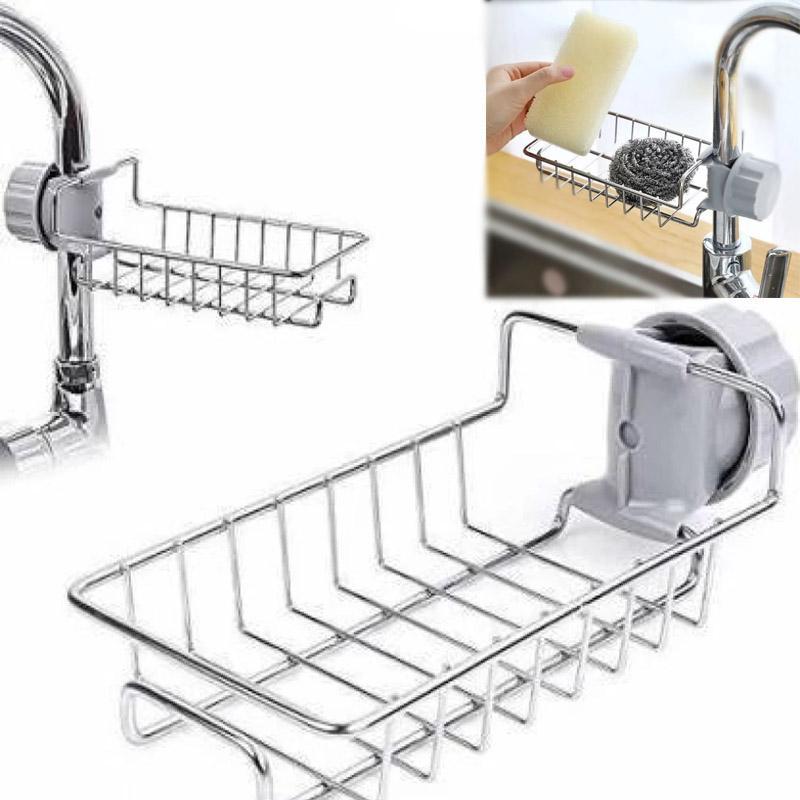 Stainless Steel Sink Basket – Faucet Hanging Sponge Holder & Kitchen Organizer