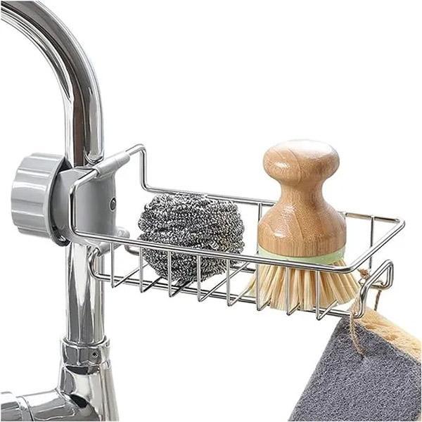 Stainless Steel Sink Basket – Faucet Hanging Sponge Holder & Kitchen Organizer