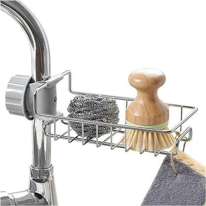Stainless Steel Sink Basket – Faucet Hanging Sponge Holder & Kitchen Organizer