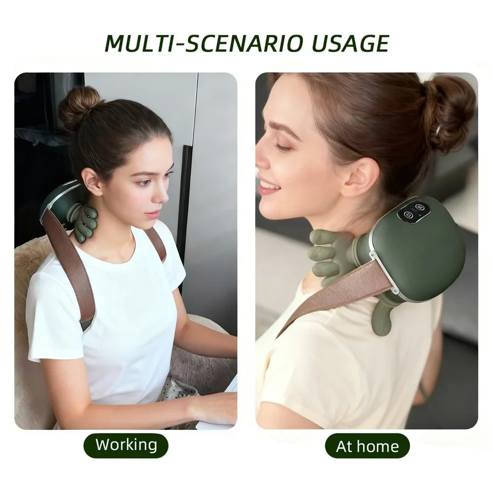 Smart Finger Pressure Neck Massager – Deep Kneading Heated Pain Relief Device