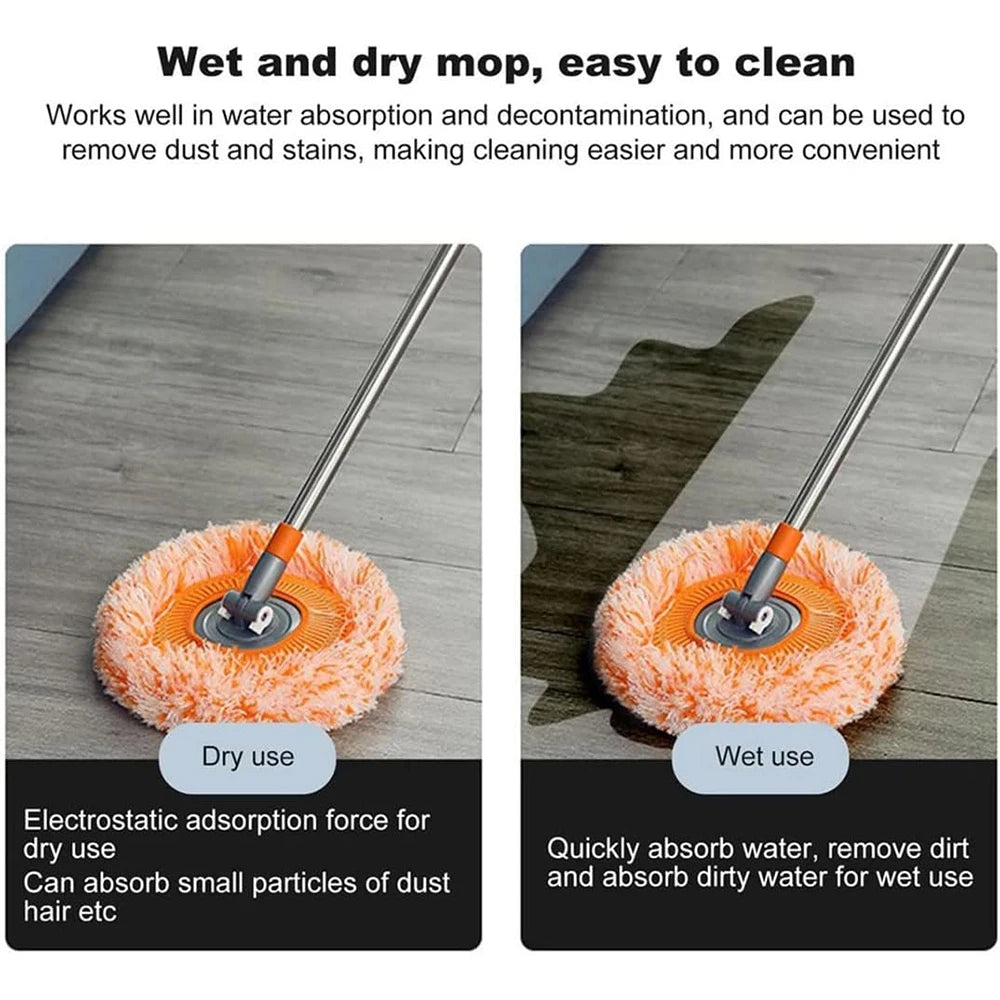 360° Rotating Microfiber Mop with Extendable Handle – Easy Floor Cleaning for Home, Office & Car