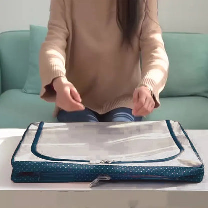 Foldable Clothes Storage Bag with Metal Frame & Clear Window