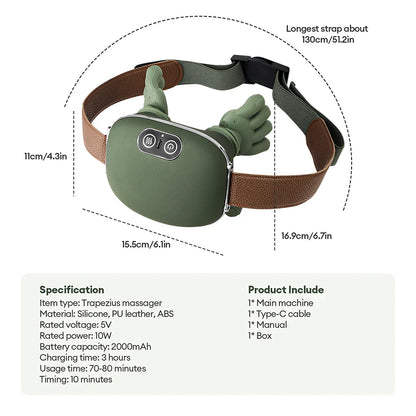 Smart Finger Pressure Neck Massager – Deep Kneading Heated Pain Relief Device