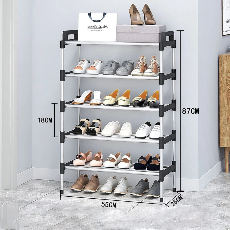 3-7 Multi-Layer Shoe Rack Dustproof Small Shoe Organizer - Floor Standing Household Doorstep Shoe Cabinet Space Saving Assembly