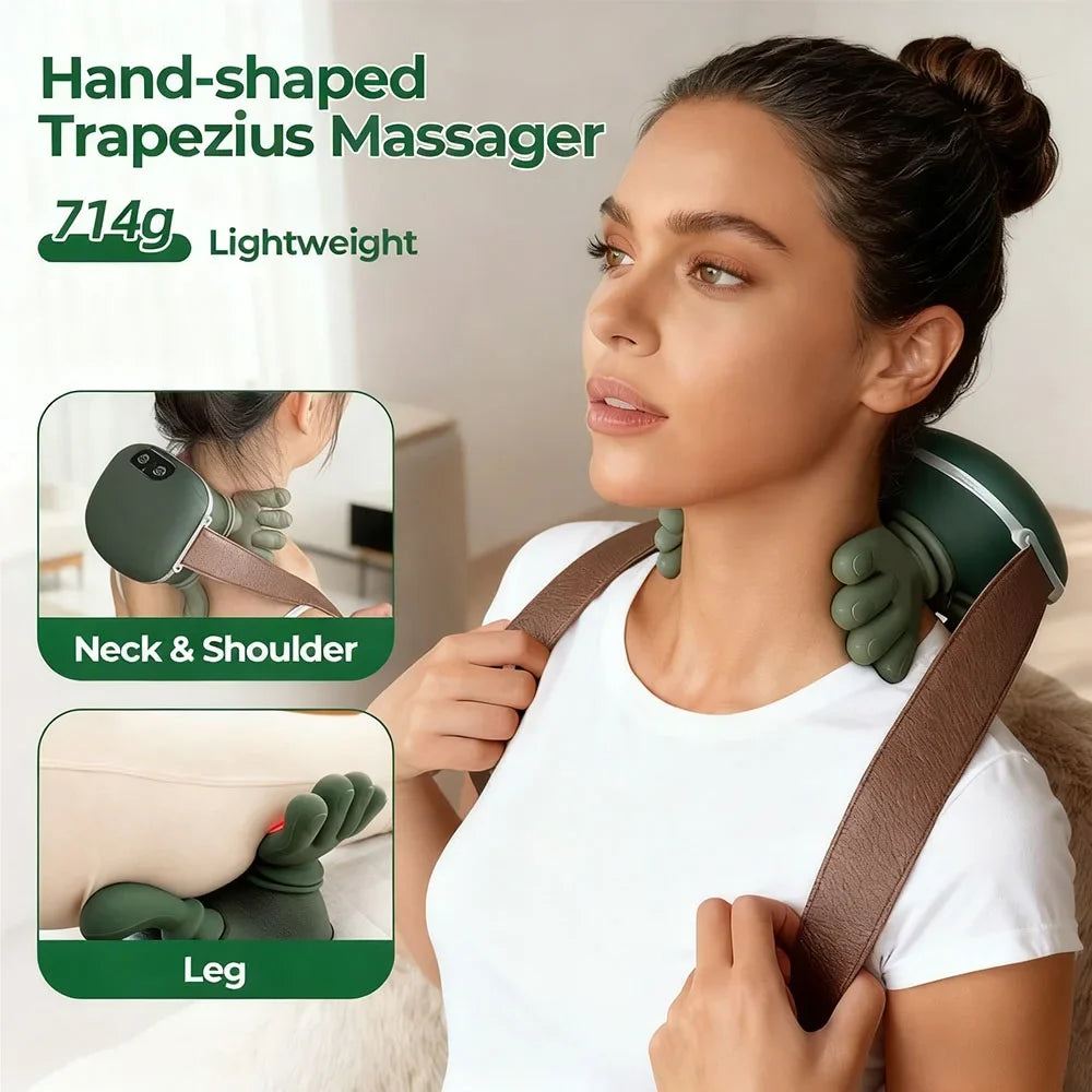 Smart Finger Pressure Neck Massager – Deep Kneading Heated Pain Relief Device