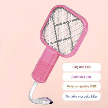 2-in-1 USB Rechargeable Mosquito Killer Racket with UV Light – Electric Bug Zapper