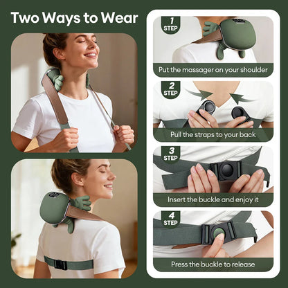 Smart Finger Pressure Neck Massager – Deep Kneading Heated Pain Relief Device