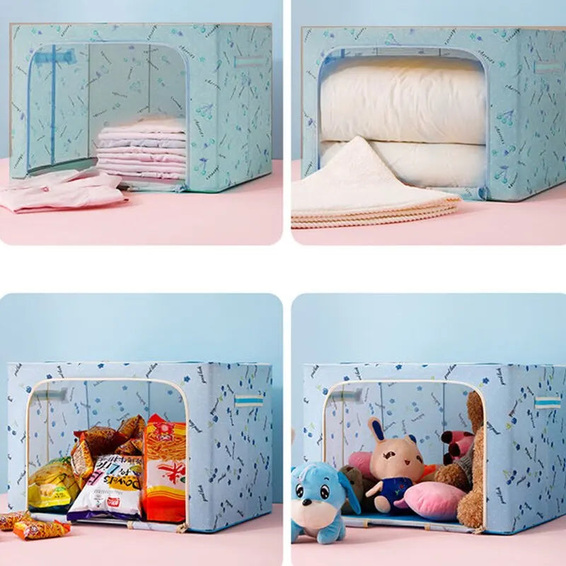 Foldable Clothes Storage Bag with Metal Frame & Clear Window