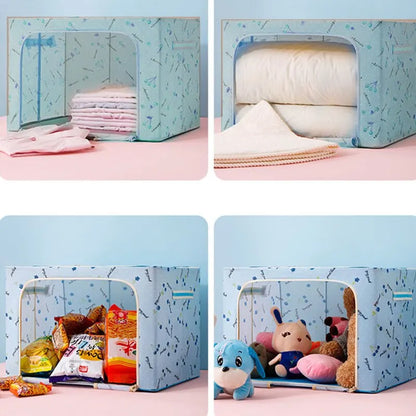 Foldable Clothes Storage Bag with Metal Frame & Clear Window