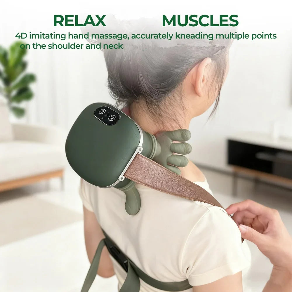 Smart Finger Pressure Neck Massager – Deep Kneading Heated Pain Relief Device