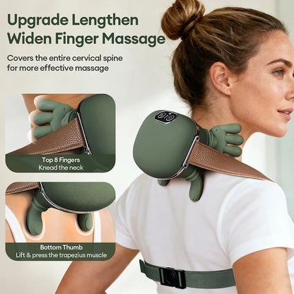 Smart Finger Pressure Neck Massager – Deep Kneading Heated Pain Relief Device