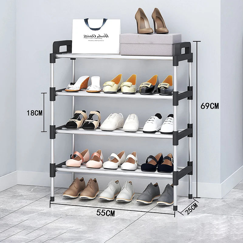 3-7 Multi-Layer Shoe Rack Dustproof Small Shoe Organizer - Floor Standing Household Doorstep Shoe Cabinet Space Saving Assembly
