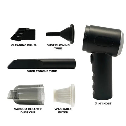 3-in-1 Wireless Vacuum Cleaner – Powerful Suction, Air Blower & Pump for Car, Home & Laptop Cleaning