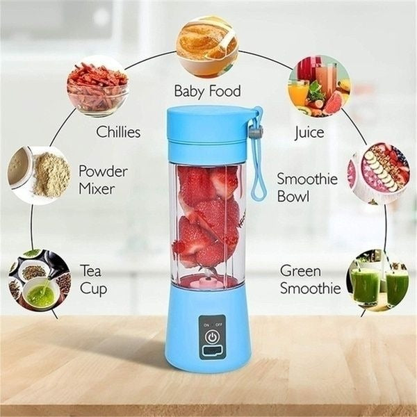 Portable USB Juicer Blender – Rechargeable Smoothie Maker (6 Blades)