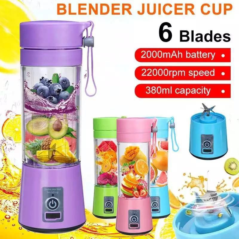 Portable USB Juicer Blender – Rechargeable Smoothie Maker (6 Blades)