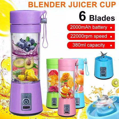 Portable USB Juicer Blender – Rechargeable Smoothie Maker (6 Blades)