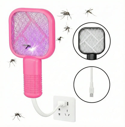 2-in-1 USB Rechargeable Mosquito Killer Racket with UV Light – Electric Bug Zapper